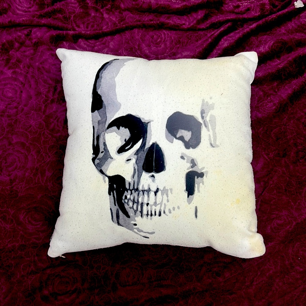 Society6 medium couch skull painting pillow